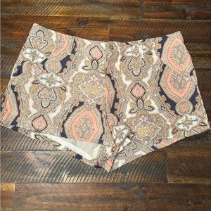 BCBGeneration High Waist Patterned Shorts - Navy and Peach